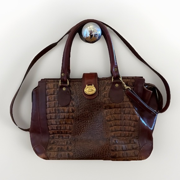 Brahamin brown leather handbag crossbody Pecan Satchel
